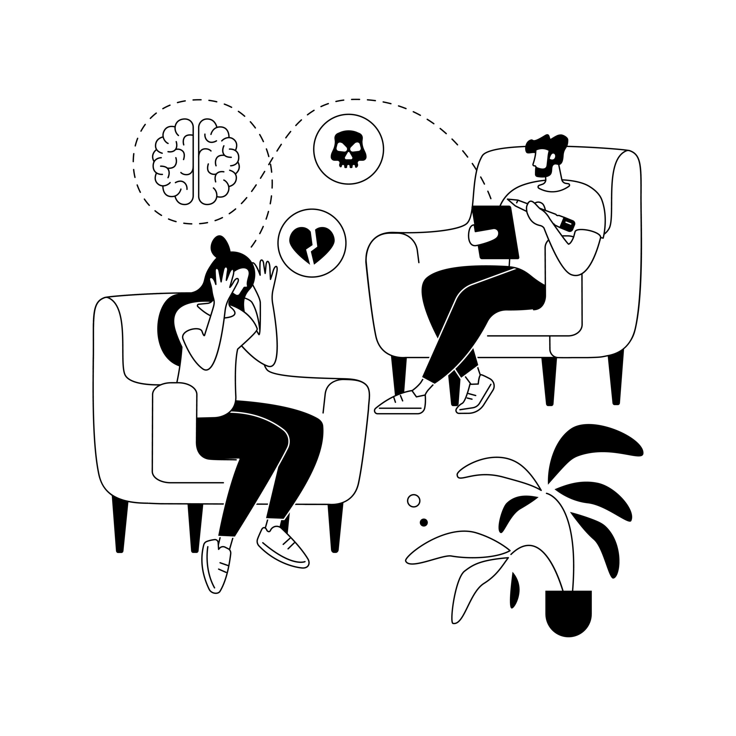 Depression counseling abstract concept vector illustration. Professional medical consultation, depression symptoms, treatment, psychiatrist counseling, mental health condition abstract metaphor.